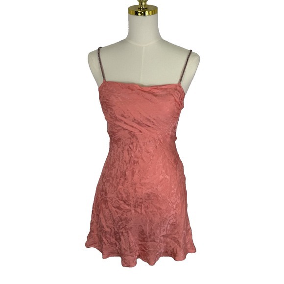 NEW For Love and Lemons Gabrielle Mini Slip Dress Pink Floral‎ Satin Medium Y2K - Picture 4 of 16